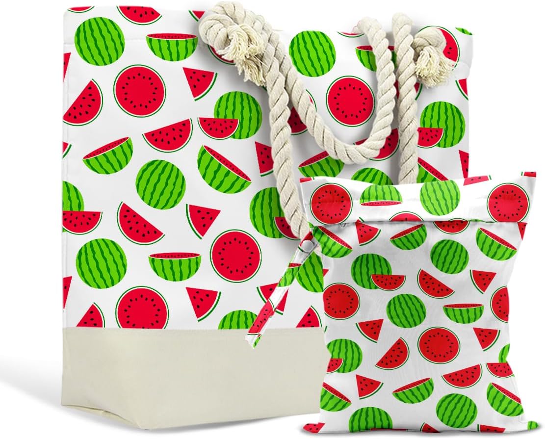 2 Pcs Set Beach Bag & Wet Dry Bag with Zipper, Portable Travel Storage Pouch for Swimsuit Wet Clothes