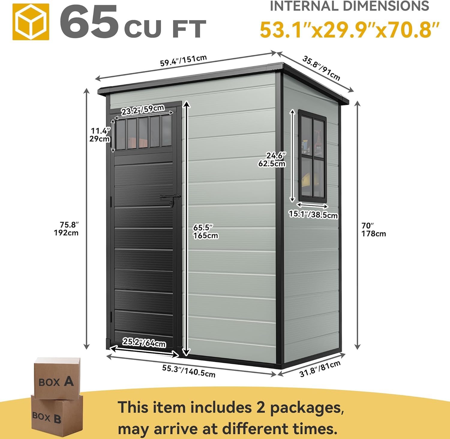 DWVO 5x3FT Outdoor Storage Shed with Fence-Style and Side Windows, Floor, Lockable Doors, Plastic Storage for Backyard and Garden, Blue-Gray