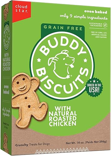 Vista 11 de Buddy Biscuits Grain Free Dog Treats, al horno en los EE. UU., Trate de gran tamaño con mantequilla de maní natural 14 oz