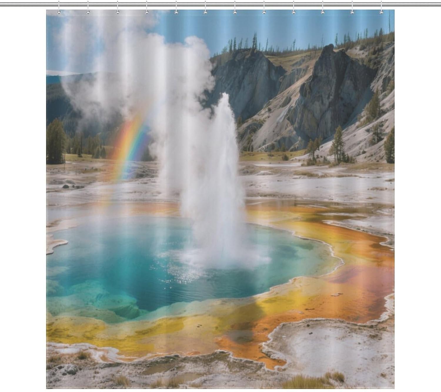 Shower Curtains Fabric Shower Curtain Liner Liner Showers Curtain Yellowstone National Park Geysers Showers Curtin Opaque for Privacy Protection Water Splash Protection High Aesthetics