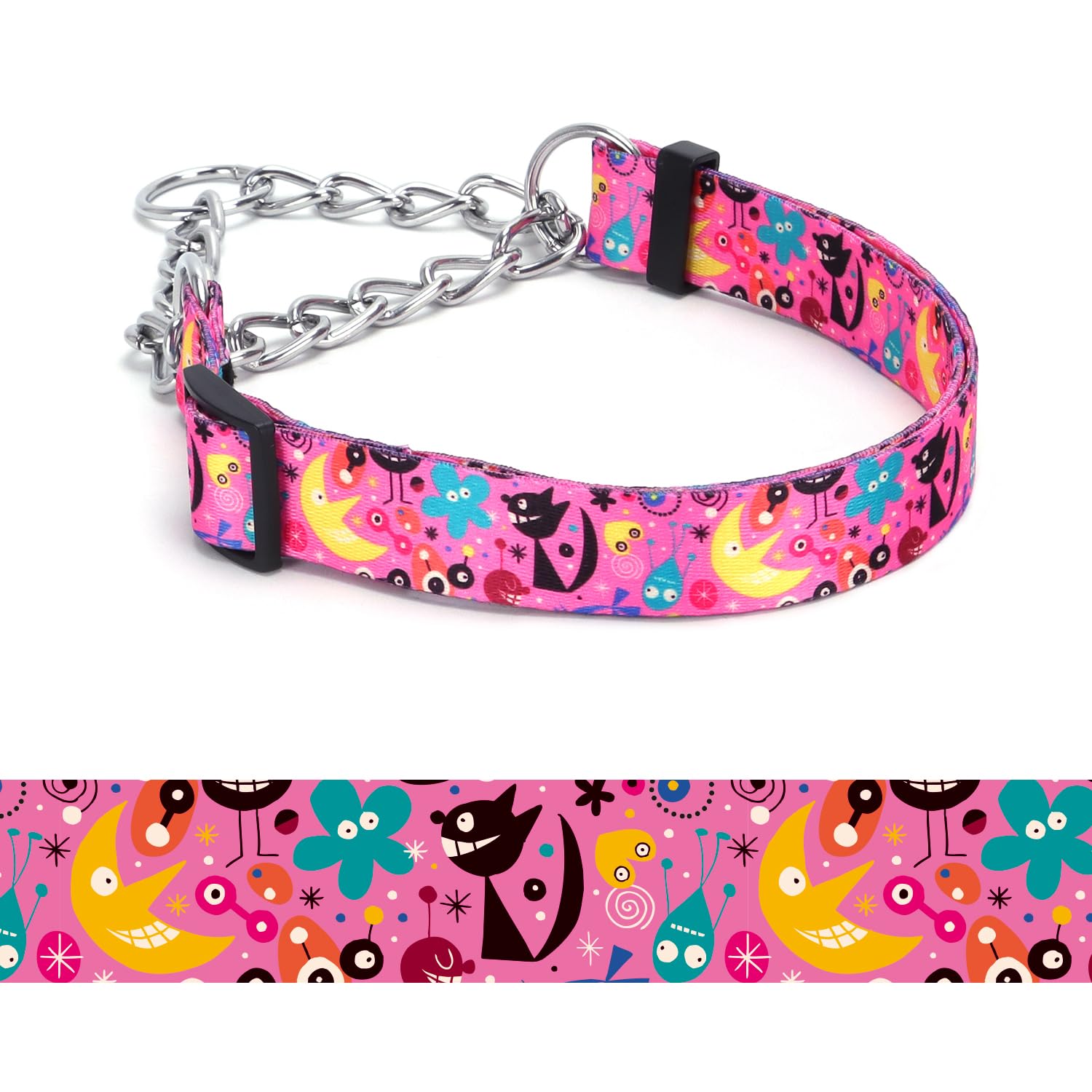 haoyueer Martingale Dog Collar - Stainless Steel Chain, No Pull Training Collar with Flower Design for Large Medium Small Dogs (A12NO17, S) โ image 1