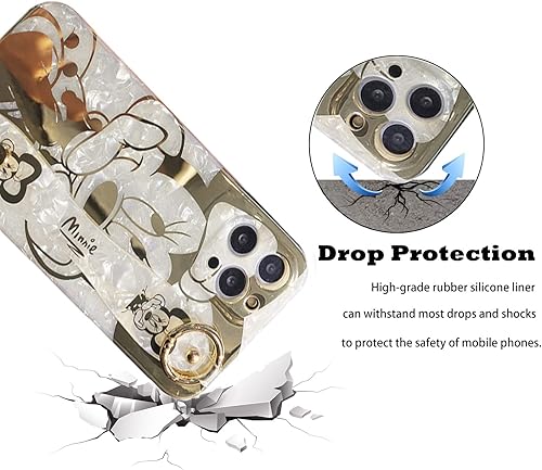 Miniatura 10 de Funda de dibujos animados para iPhone 15 Pro Max de 6.7 pulgadas con protector de pantalla HD, Mickey Mouse con correa para la muñeca, correa de