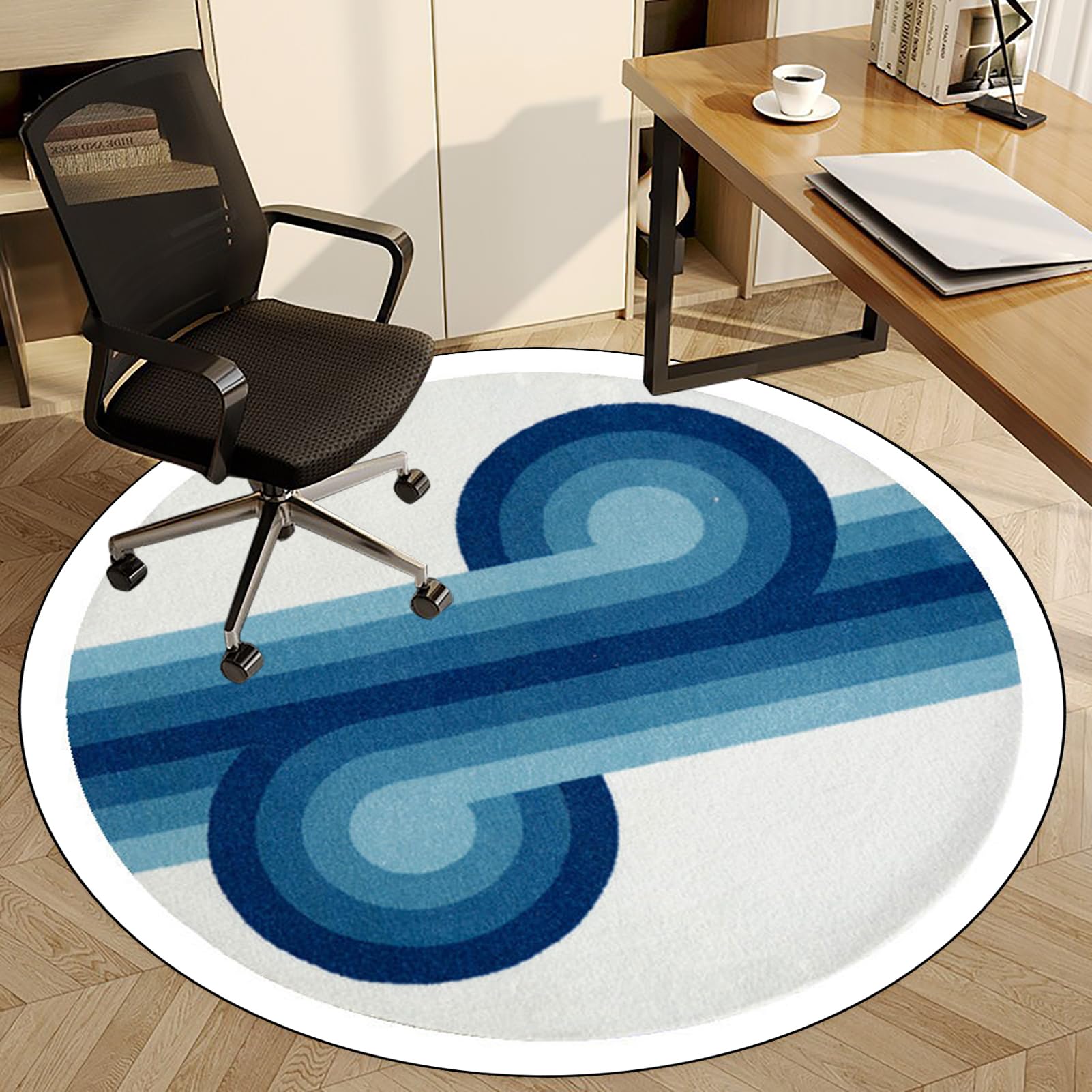 Fzamudng 100 cm Office Chair Mat for Hardwood Floor, Round Desk Chair Mat for Carpeted floors, Gaming Chair Mat, Low/Medium Pile Carpet Protector Chair Mat Easy Glide, Chair Mat for Wooden Floors
