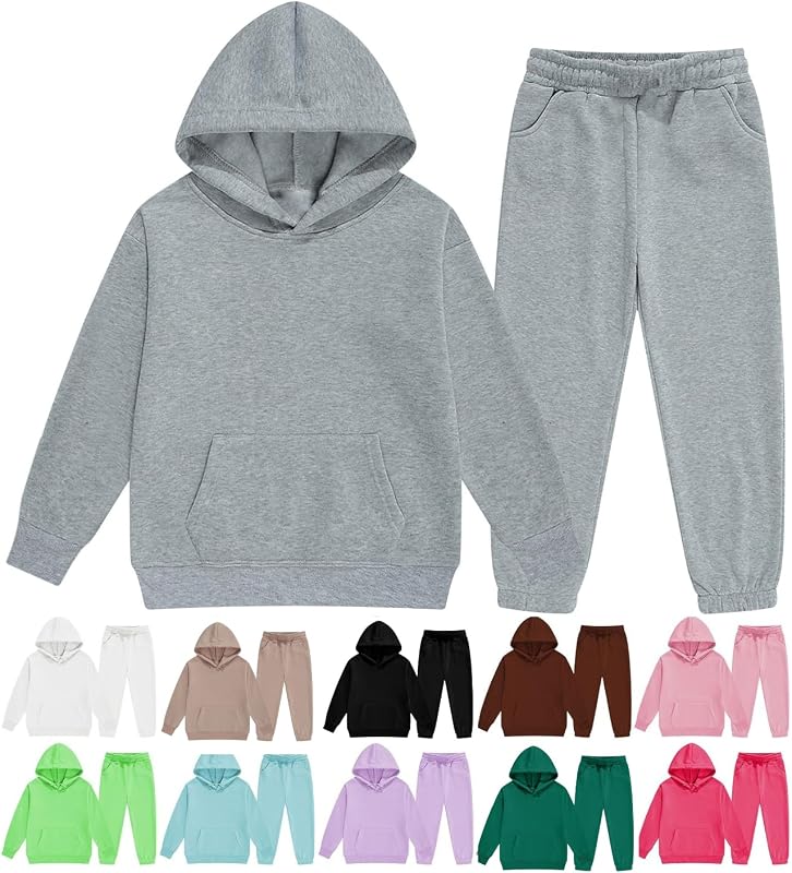 Girls Clothes 2 Piece Fashion Fall Outfits Oversize Pullover Sweatshirt and Sweatpant Sweatsuit Sets with Pockets