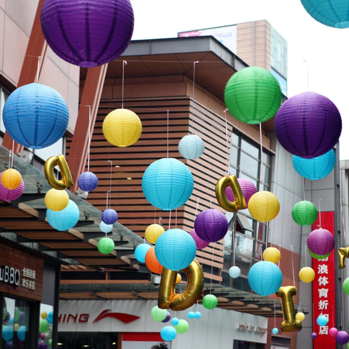 Lanternes Chinoises En Papier 12 Pouces | Bleu Royal, Ciel, Paon | Pour Mariage, Fête, Décoration