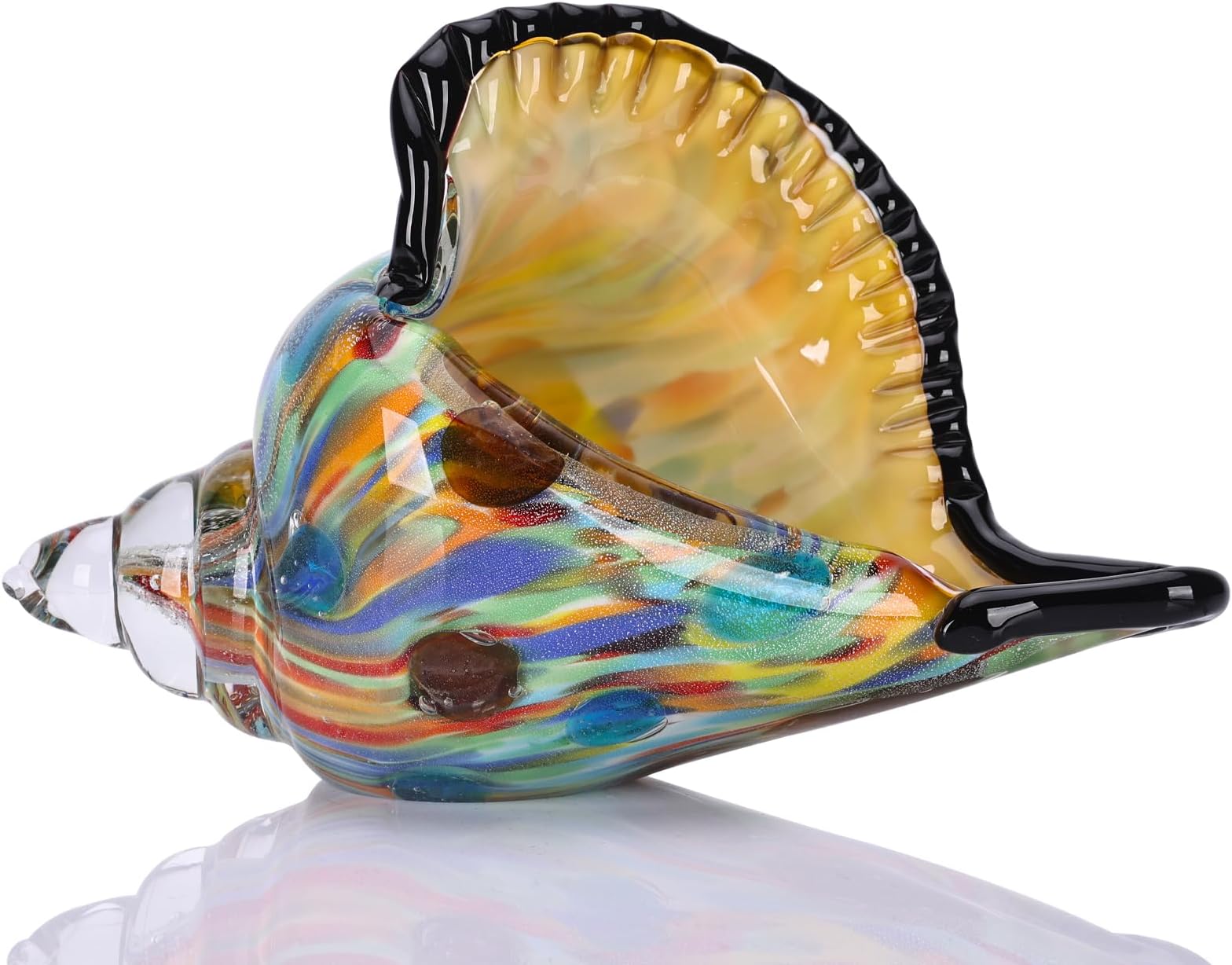 DOVDOV Hand Blown Glass Conch Statue, Blown Glass Art, Colorful Home Decor for Coastal Style Beach Decor Living Room Bedroom Console TV Cabinet entryway Desktop Decor Small Ornaments.