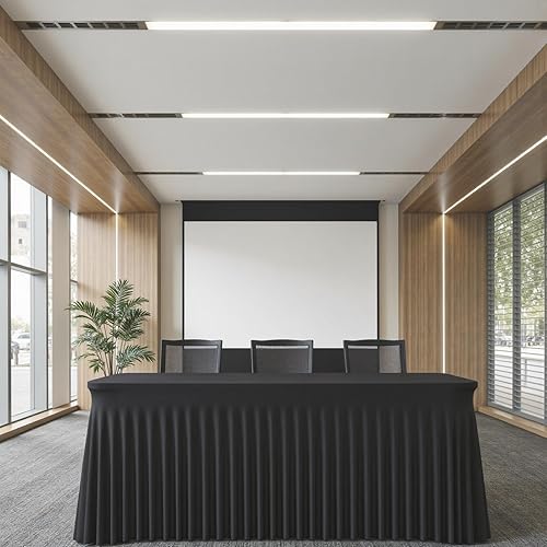 Miniatura 103 de Paquete de 2 manteles rectangulares blancos, lavables y elásticos para mesas de 6 pies, sin arrugas y reutilizables, ideales para fiestas