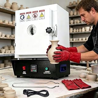 Brennofen FüR Keramik/Metallschmelzen,1750w Schmelzofen Sichtfenster FüR Keramik,Hochtemperatur 1150°C (2102°F),Schmelzofensteuerung,FüR Schmuckherstellung,Wachsguss,Tonkeramik-DIY