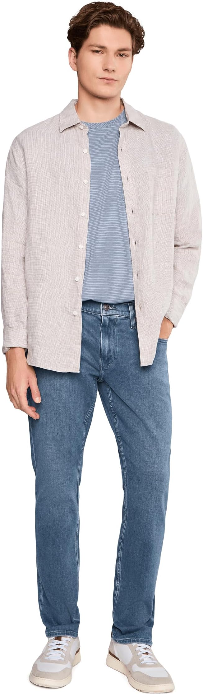 Мужские джинсы Paige Federal Transcend Vintage Slim Straight Fit Jeans in Orin, цвет: Синий — фото 3