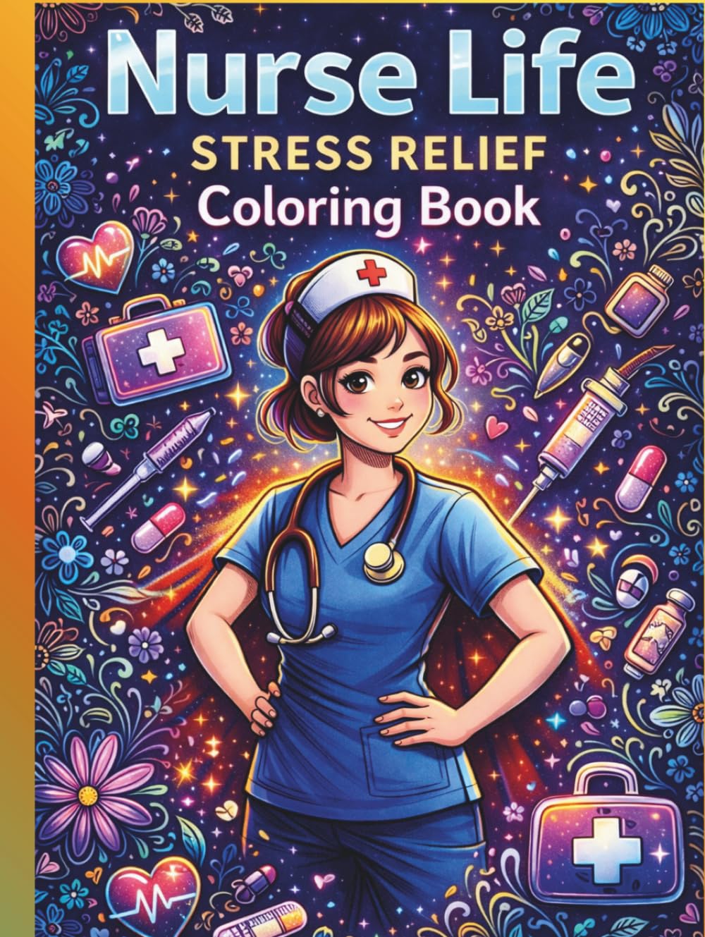 Nurse Life Stress Relief Coloring Book for Adults: 50 Cute, Funny & Motivational Nurse Coloring Pages for Nurses, Nursing Students and Healthcare Heroes