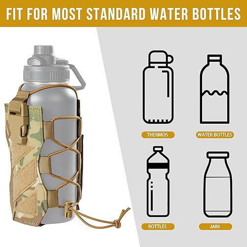 Miniatura 7 de OneTigris Molle - Funda para botella de agua, 32 onzas, ajustable, para botella de agua, bolsa táctica para botella de agua, ligera, bolsa para