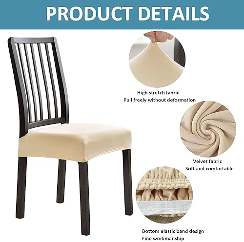 Miniatura 3 de Fundas de asiento de terciopelo estirables, fundas de silla de comedor, extraíble para silla de comedor, antideslizante, lavable, para restaurante,