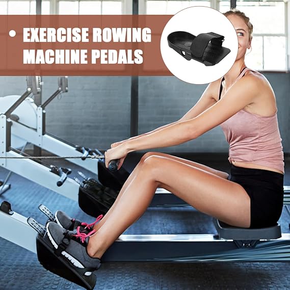 1pair Exercise Rowing Machine Pedals Replacement Parts Adjustable Indoor Rower Flat Anti-Skid Foot Pedals for Home Gym Fitness Equipment