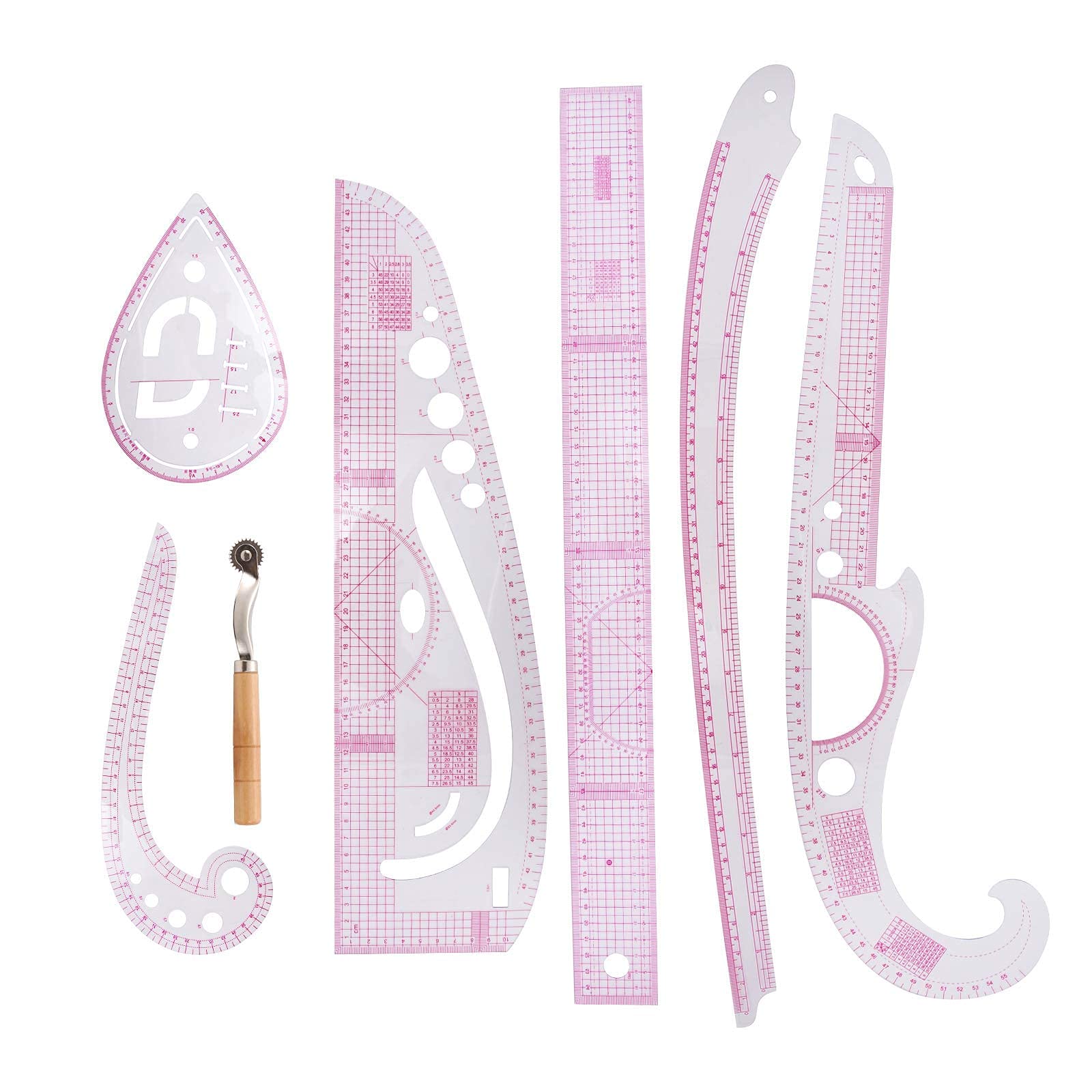 Buy Clothing Fashion Ruler,DIY Sewing Ruler Tailor Set 7 Pieces French ...