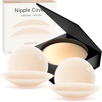 Nipple Covers for Women 2 Pairs - Reusable Silicone Sticky Nipple Covers No Show, Adhesive Pasties with Travel Case