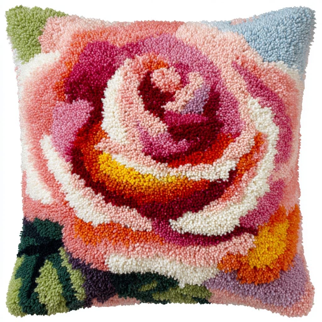 WallustrioaW Latch Hook Kits DIY Throw Pillow Cover,Roses