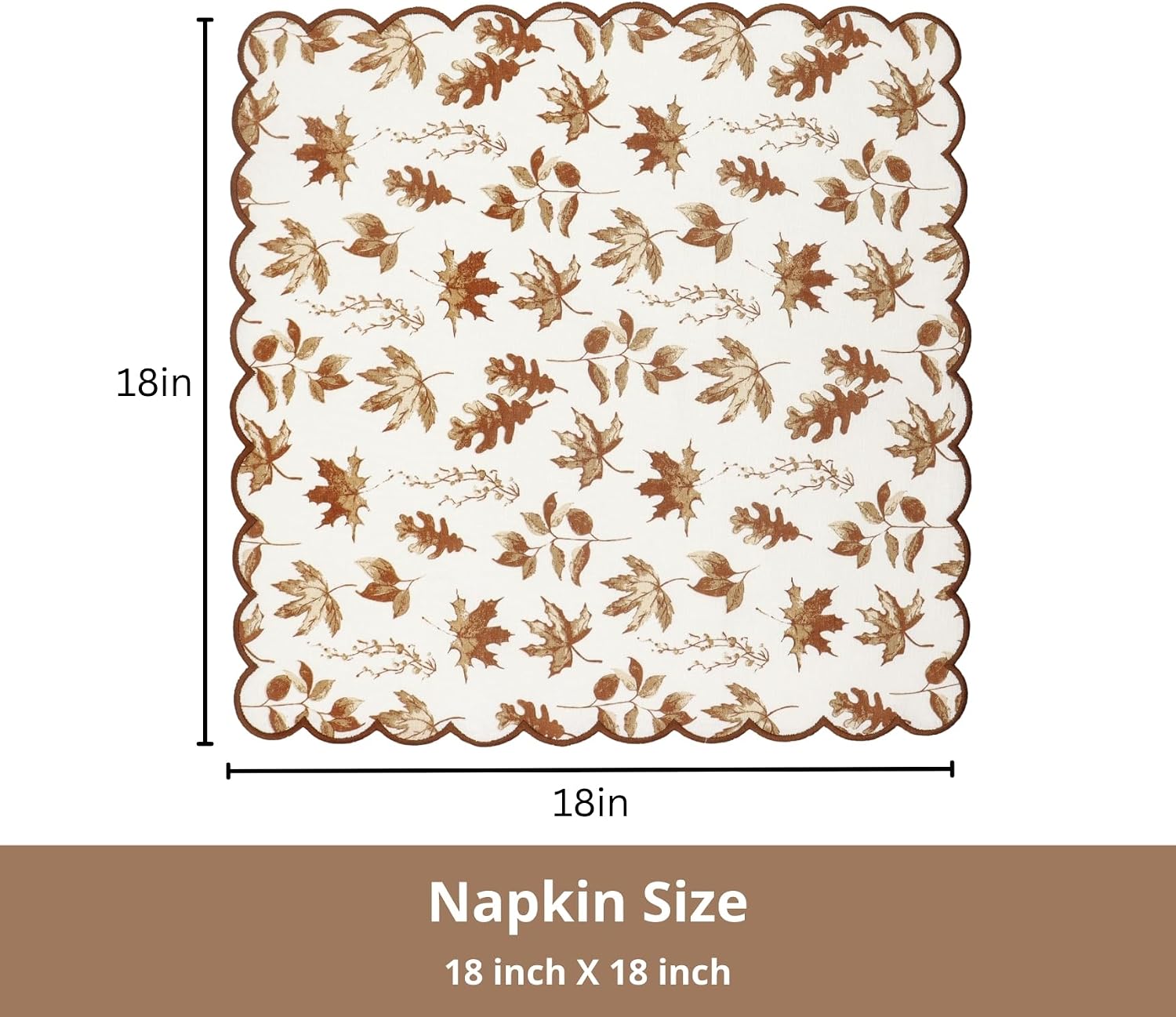 PurpleEssences Scalloped Cloth Napkins 18x18 in - Aurelia Edges Rust