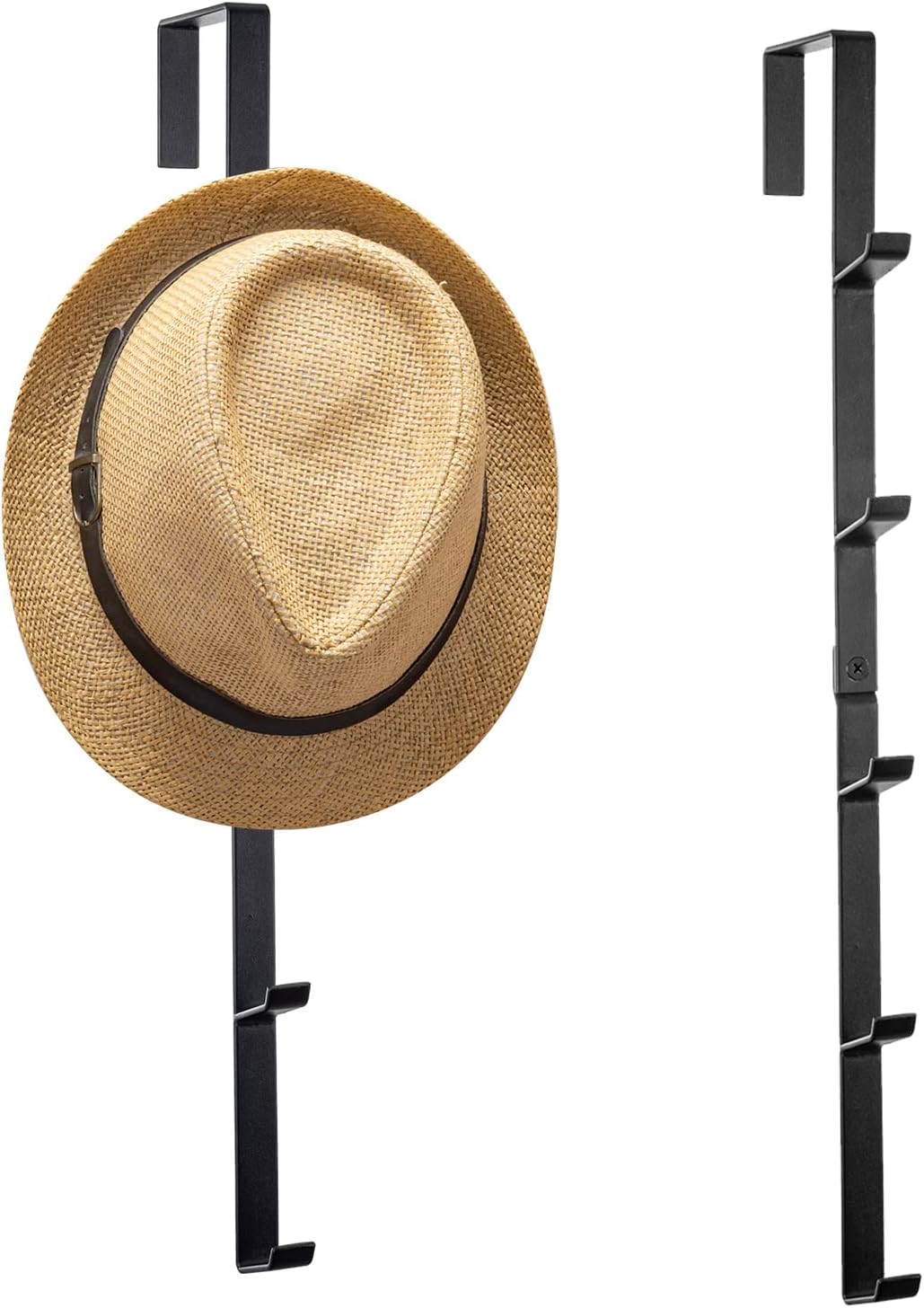 MyGift Black Metal OverTheDoor Coat, Hat & Purse Rack with 5 Hooks