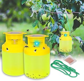 Outdoor Fly Trap Hanging Solar Powered Reusable Indoor Non-Toxic Flying Insects Killer for Indoor Outdoor Patio Garden Home