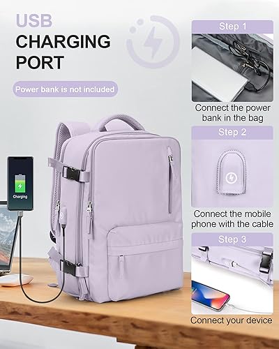 Miniatura 4 de winspansy Mochila de viaje para mujer y hombre, A10-púrpura (juego de 2 piezas), Grande