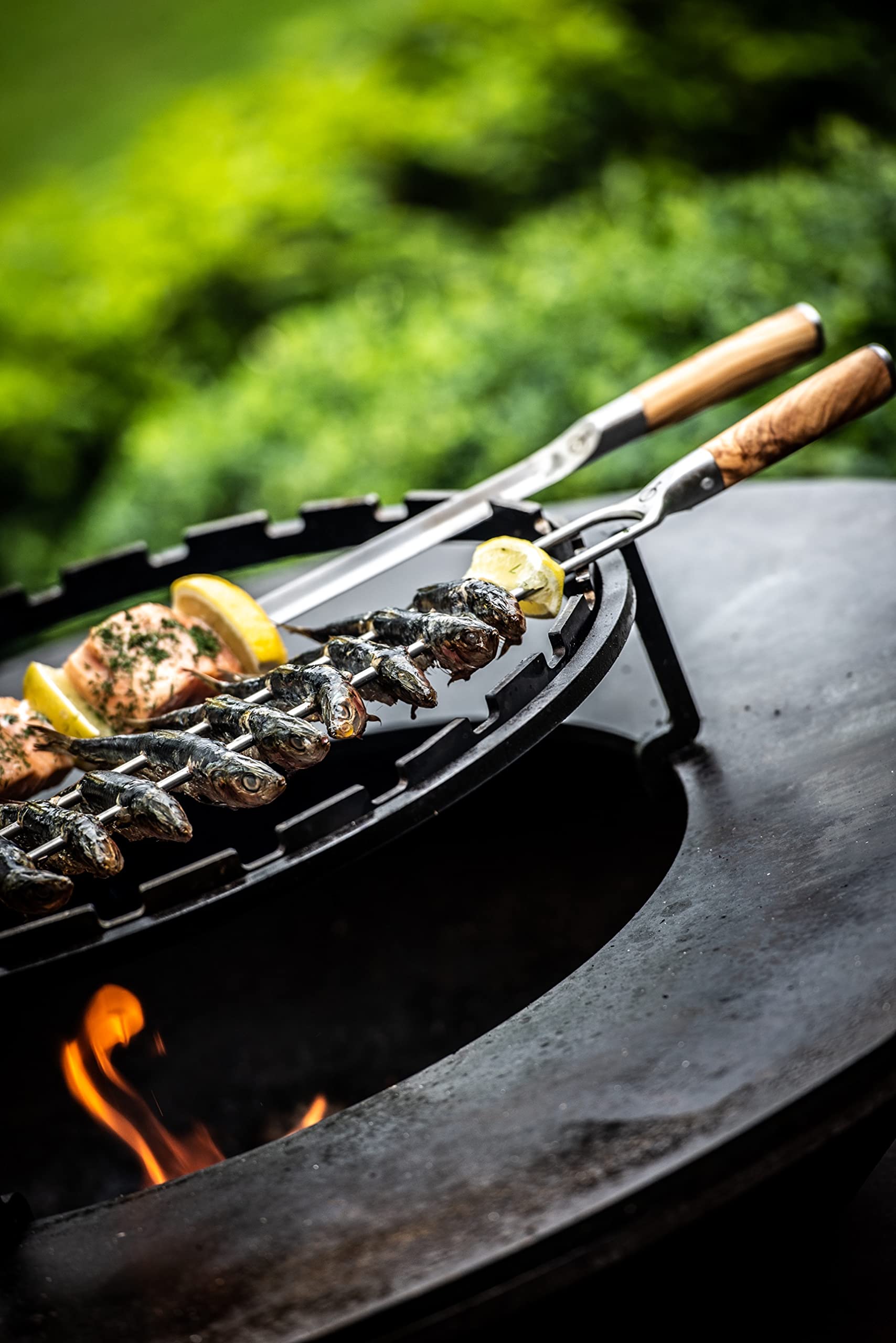 Forged Churrasco - Spiedini per barbecue, 70 cm, manico in legno d'ulivo, in acciaio INOX