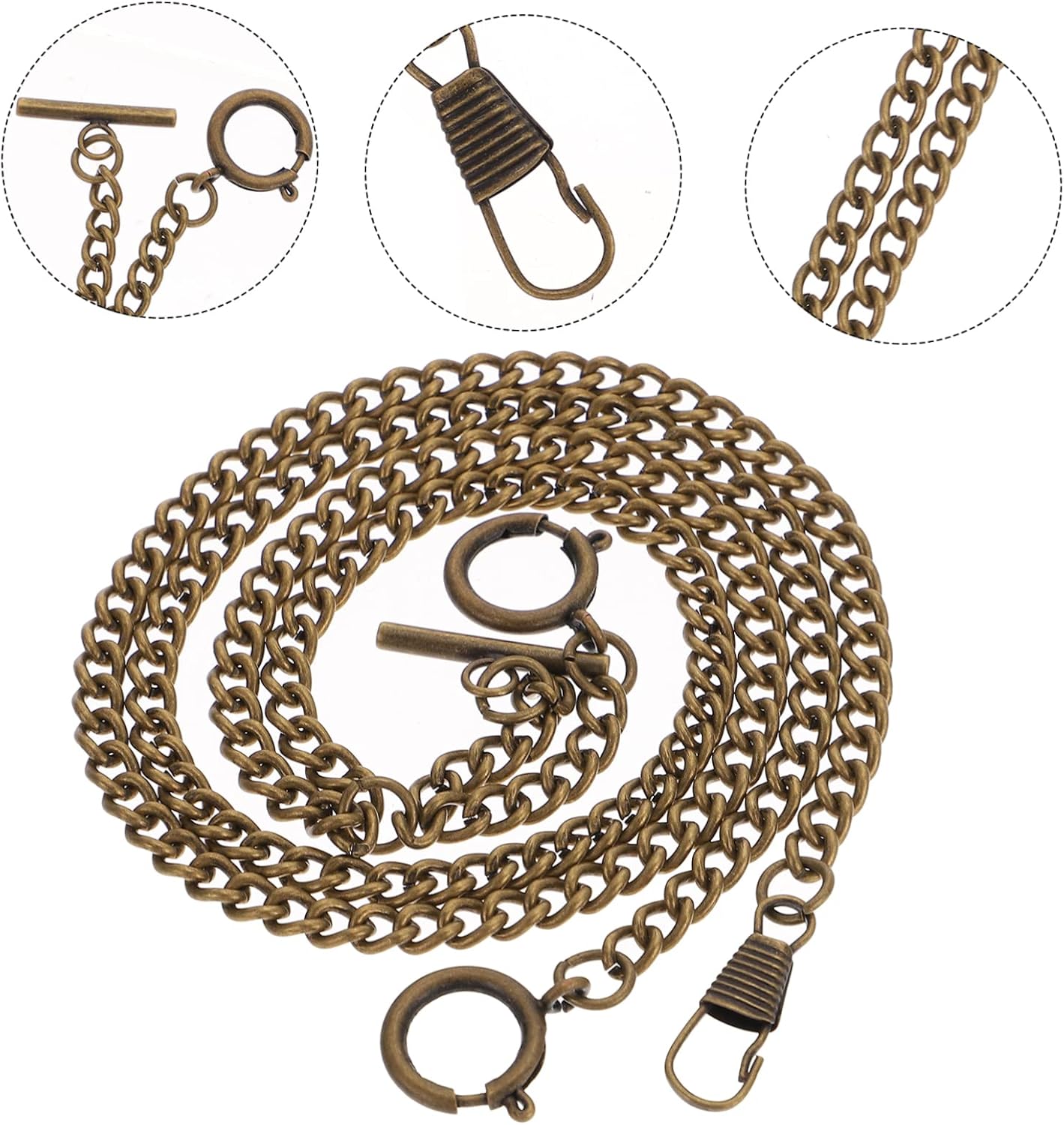 Beavorty Hanging Chain for Pocket Watch Antique Watch Chain with Buckle Design Clothing Accessory for Daily Use Present for Men
