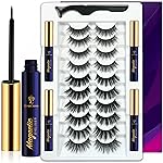 Magnetic Eyelashes Natural Look- Mix 10 Pairs 3D Magnetic Lashes with Eyeliner,Upgraded Long Lasting,Reusable 5 Magnet False Eyelashes with Applicator Easy to Apply.Cruelty-Free