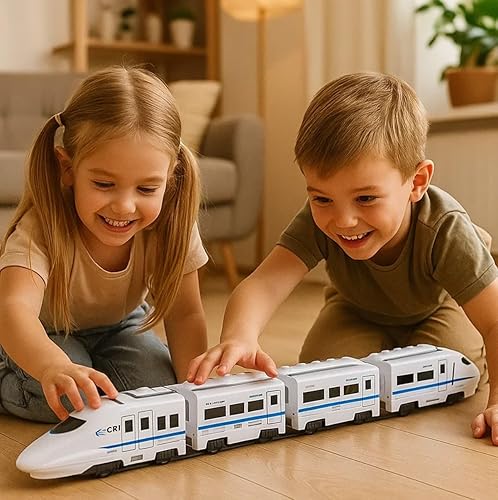 Miniatura 4 de Juguete de tren de cadena inteligente, juguete eléctrico universal de simulación ferroviaria de alta velocidad, juguete de tren de armonía
