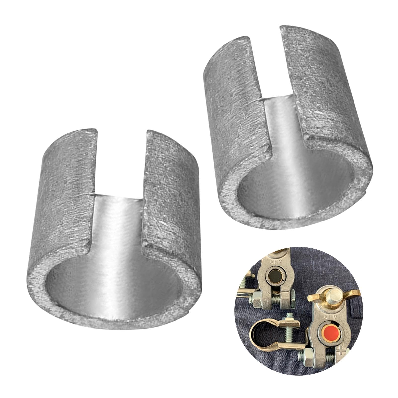 Battery Terminal Sleeves, 1 Pair of Universal Positive Negative Battery Terminal Connector Car Battery Terminal Converter Post Adaptors Anode Cathode Sleeves(silver)