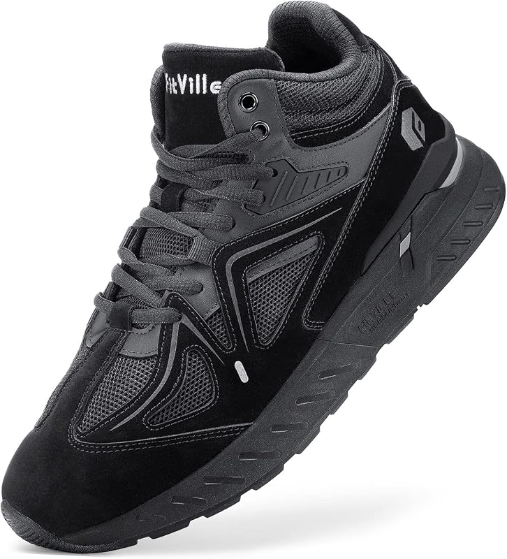 FitVille Zapatillas de baloncesto anchas para hombre con pie plano, zapatillas altas extra anchas con soporte para el tobillo
