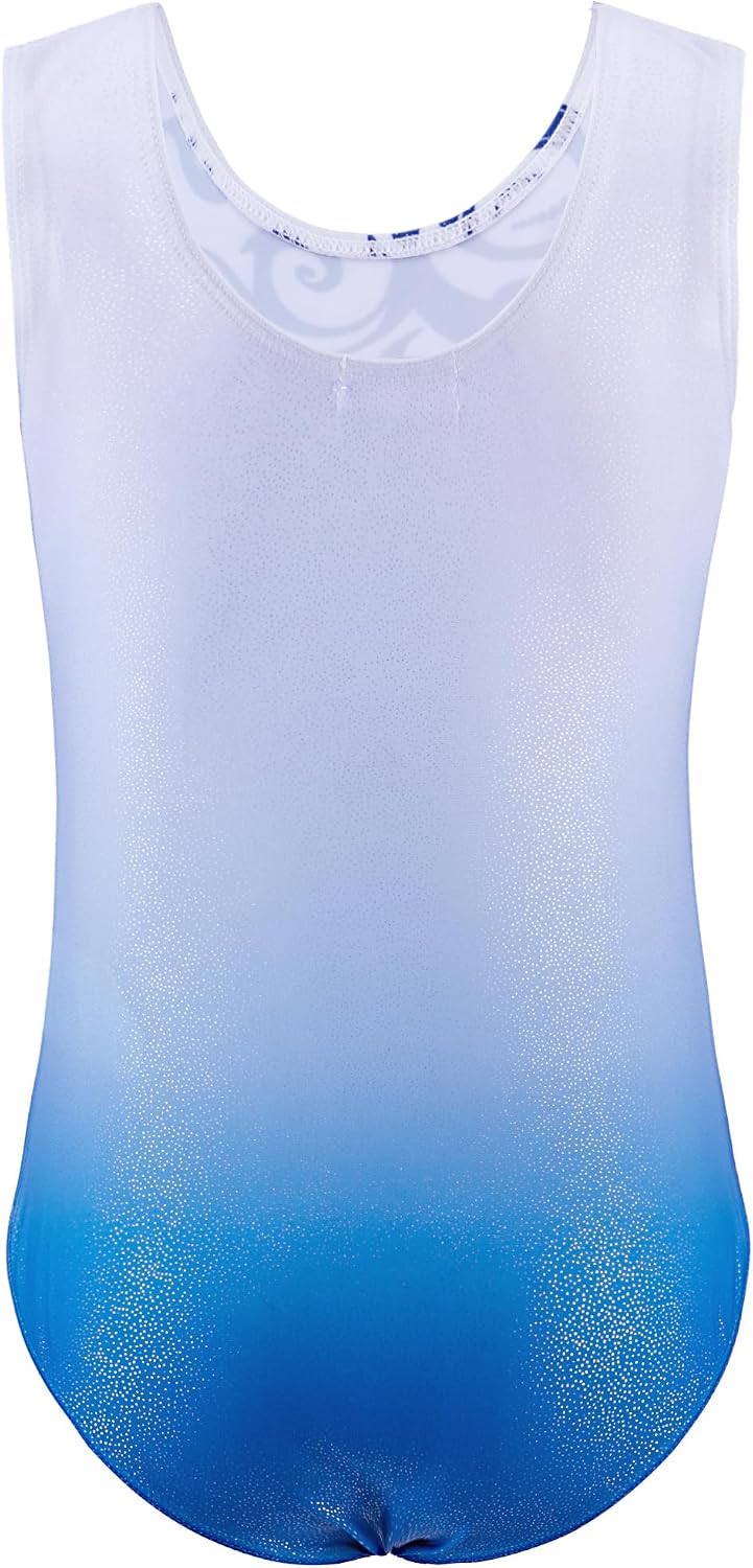 Zaclotre Gymnastics Leotards for Girls Sparkly Sleeveless Dance Unitards Biketards with Gym Shorts