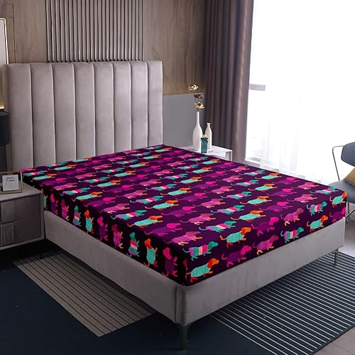 Miniatura 2 de Erosebridal Sábana bajera ajustable para niños y niñas, bonito juego de ropa de cama con diseño de perro salchicha para niños, niñas, bonito juego
