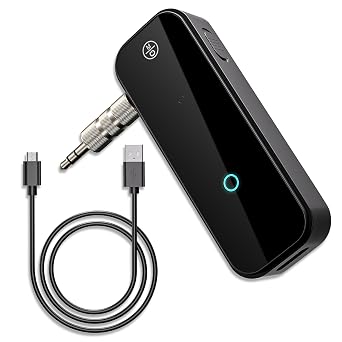Aux Bluetooth Adapter Portable 3.5mm Blue-tooth Aux Adapter for Car 2 in 1 Wireless Bluetooth Receiver Transmitter for Car/TV Audio/Speakers/Headphones/Stereo System,Hands-Free Call 33FT Working Range