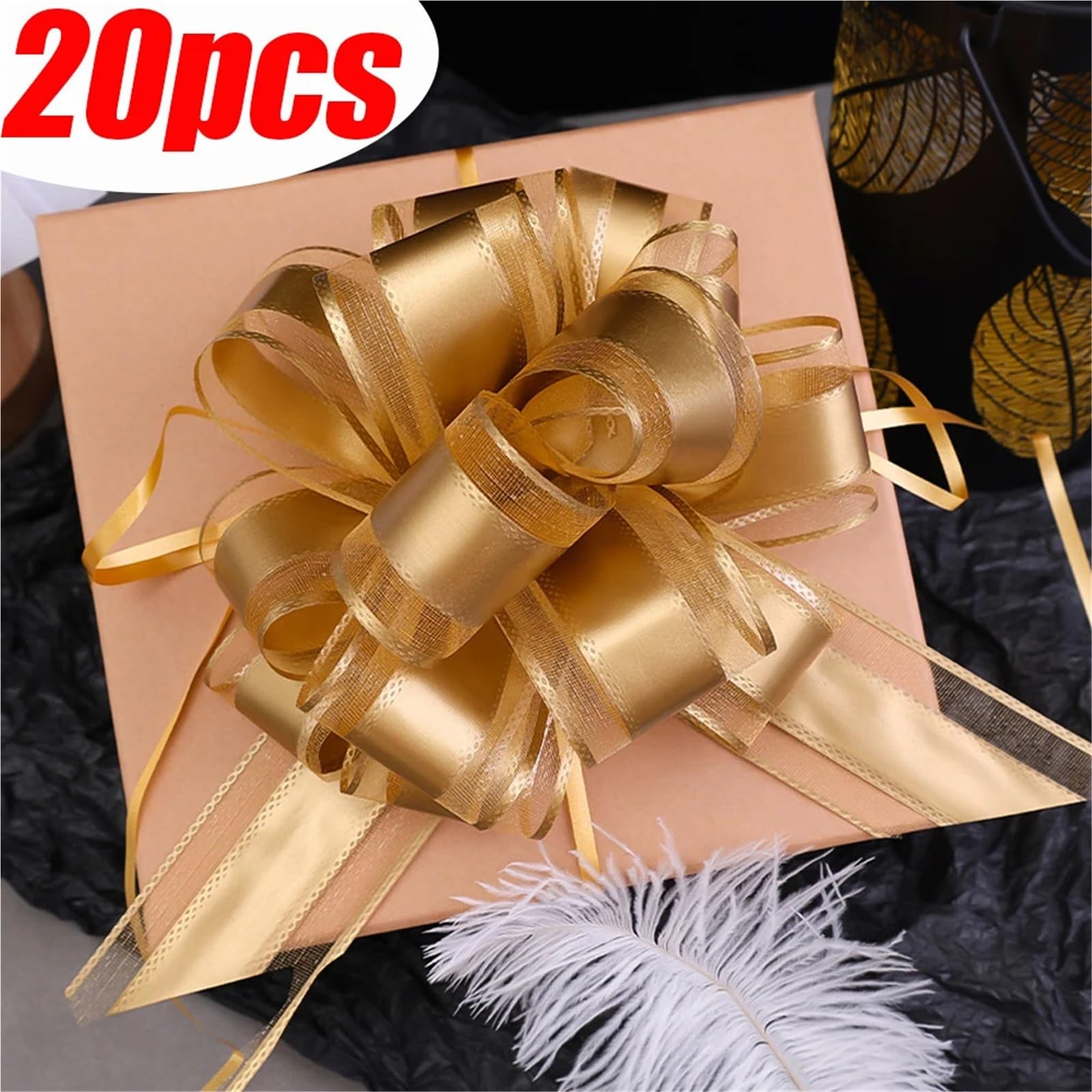 Fiocchi Regalo Fiocco di Lana Neve Grandi Dimensioni, Decorazione for Feste Compleanno e Matrimonio, for Confezioni Regalo, Nastri Floreali(White)