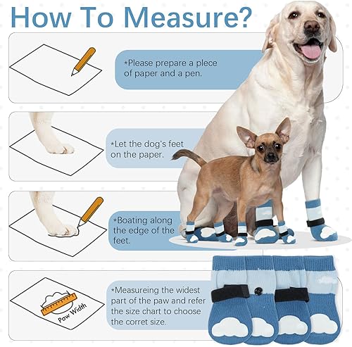 Miniatura 3 de Kuoser Calcetines para perros grandes, calcetines antideslizantes de doble cara para suelos de madera dura, calcetines de tracción suaves para