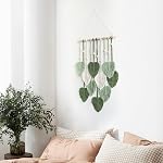 Avoik Macrame Wall Hanging Boho Wall Decor Woven Tapestry Handmade Leaf Green Wall Art Feather Bohemian Chic Home Decor Macrame Tapestry for Living Room Apartment Nursery Farmhouse Decor, 40 * 90