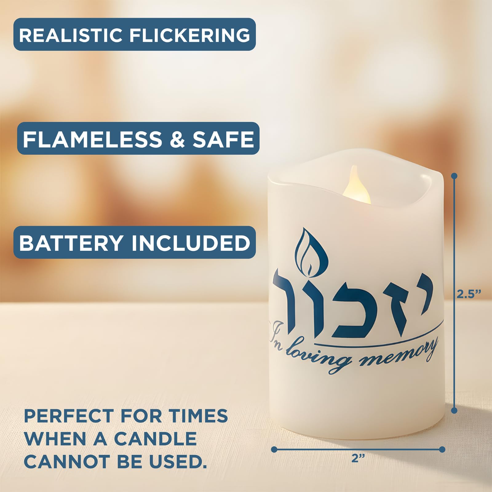 Rite Lite Cyw-1 2,5 cala w kolorze bezpłomieniowym LED Yizkor Memorial Candle - Zestaw 6 szt