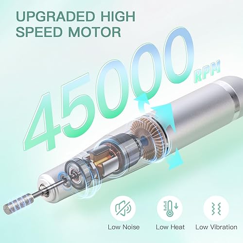 Miniatura 5 de Madenia - Taladro de uñas eléctrico recargable profesional Madenia 45000RPM Upgrad, kit de taladro de uñas portátil Efile, máquina de lima de uñas