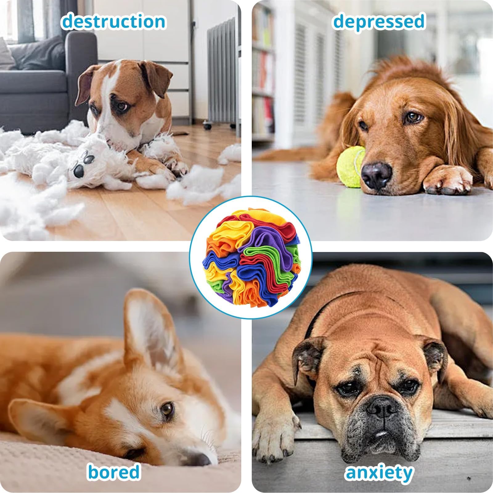 Palla da fiuto per cani, giocattolo intelligenza, 10 cm, palla di peluche rotonda per animali domestici, promuovere l'attività mentale attraverso la stimolazione dell'olfatto