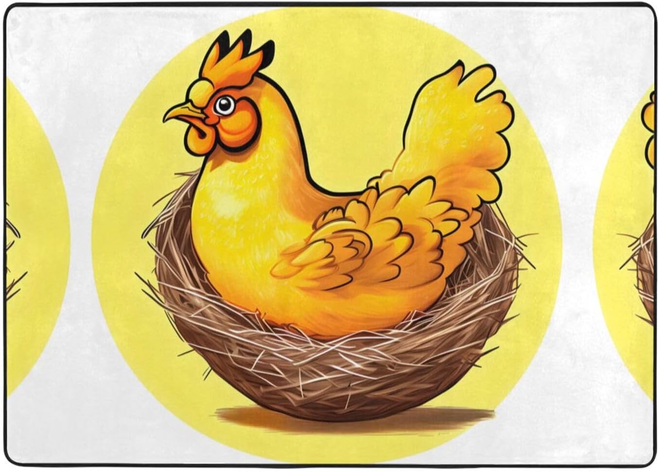 Bird's Nest Golden Chicken Printed Flannel Floor mat 80x58 inches for Bedroom, Living Room, Study Room Decorative Carpet