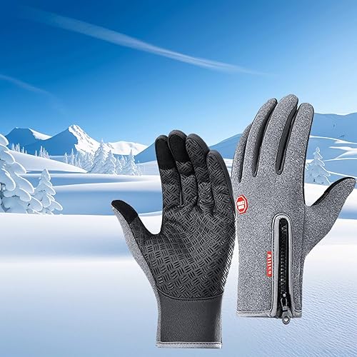 Guantes térmicos de invierno para clima frío con agarre antideslizante y cierre de cremallera