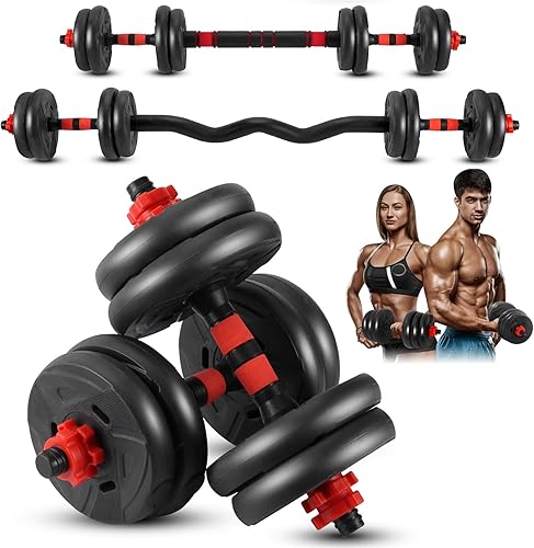 Miniatura 1 de Adjustable Weight Dumbbell Barbell Set, 4-In-1 Dumbbell Set, 44 Lb Free Weight Dumbbell, with Curved Bar Connector, for Women Men Workout Fitness,