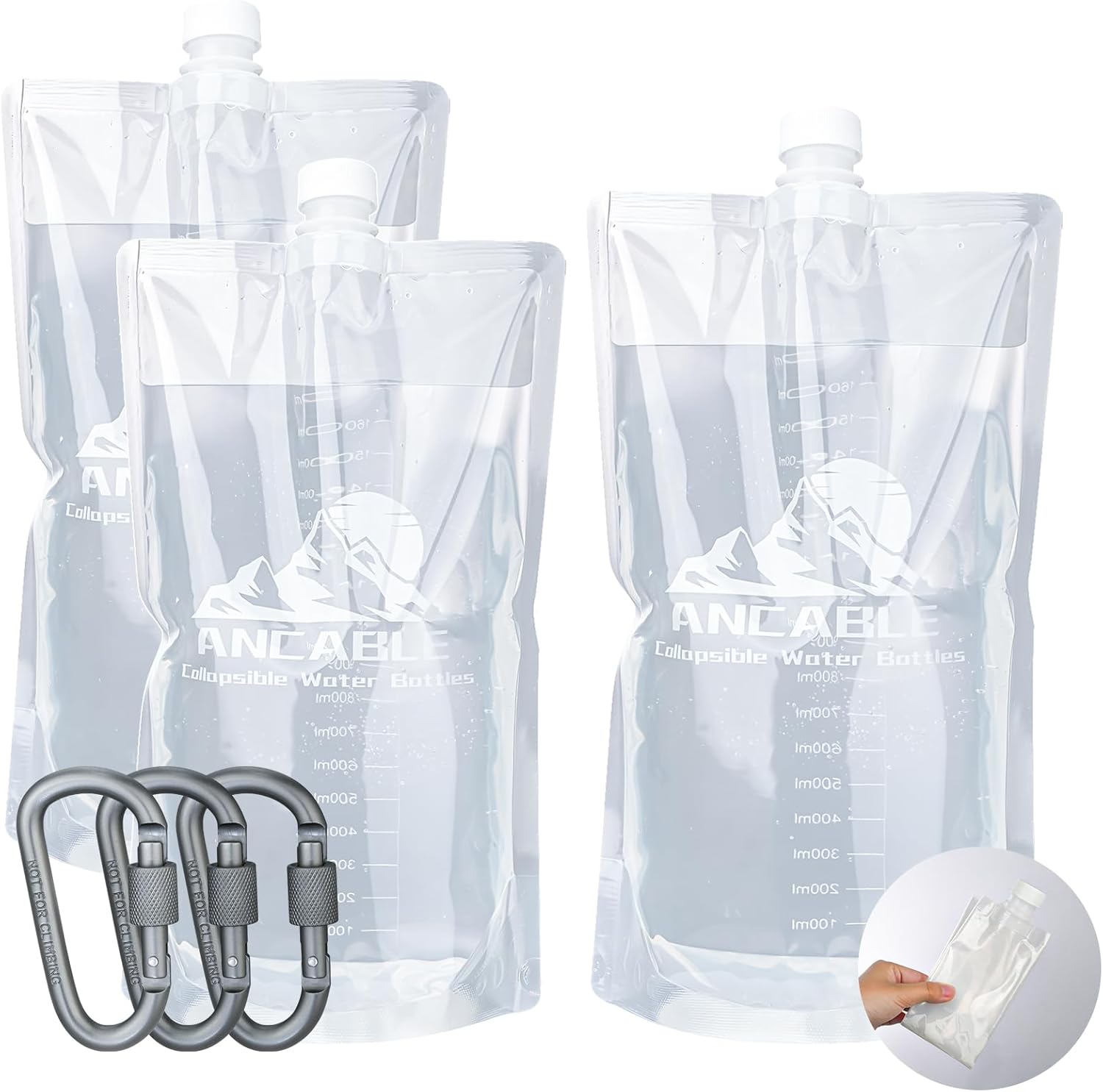 3-Pack 64oz Collapsible Water Bottles – Reusable, BPA-Free for Travel & Outdoor Activities