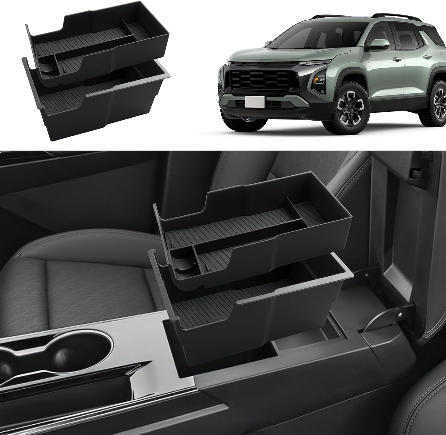 2026 Equinox Center Console Organizer - For 2025-2026 Chevy Equinox Double Layer Center Console Organizer - Double-Layer Armrest Box Storage Tray For 2025 2026 Equinox(LT/Active/RS) Accessories