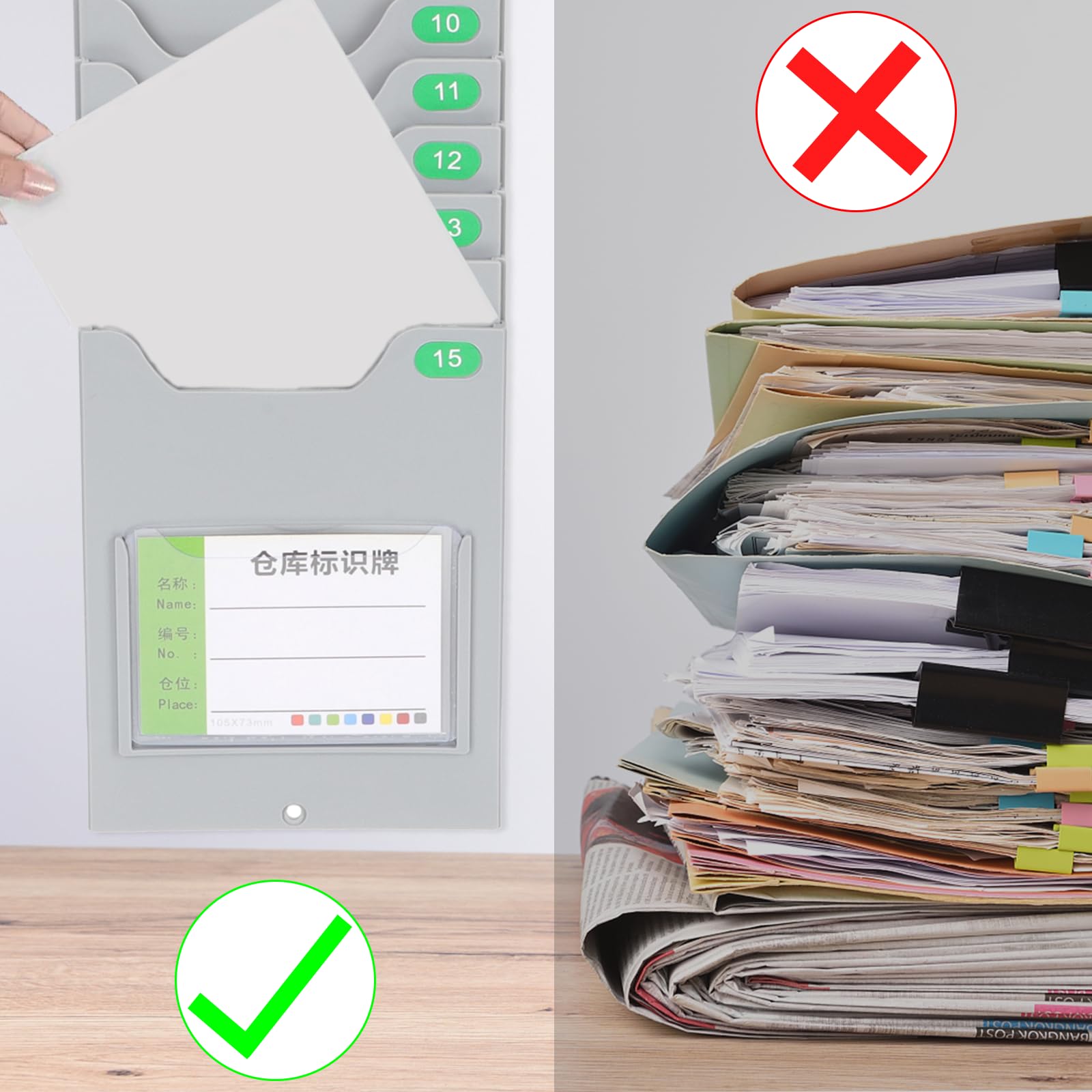 SECFOU Porte-cartes Mural en Plastique pour Cartes de Pointage