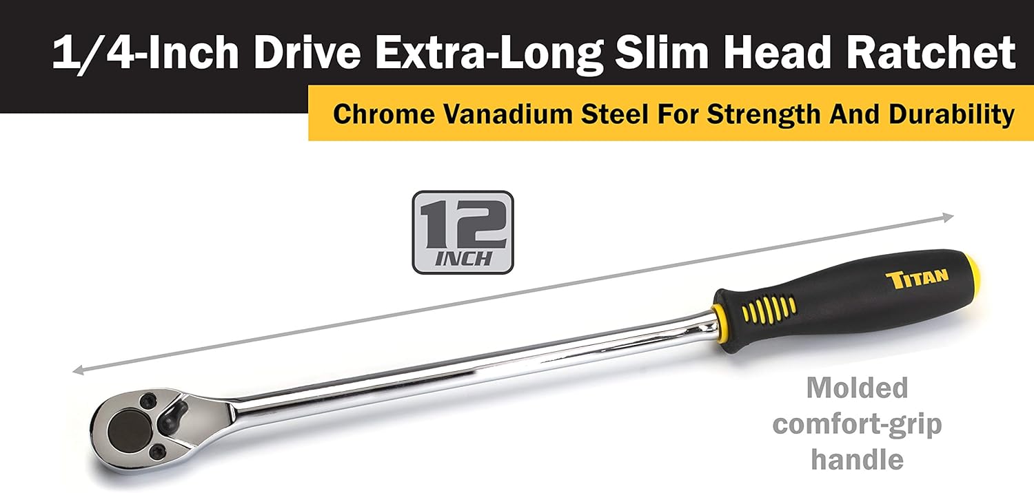 Titan 11361 1/4-Inch Drive x 11-1/4-Inch 36-Tooth Extra-Long Slim Head Ratchet