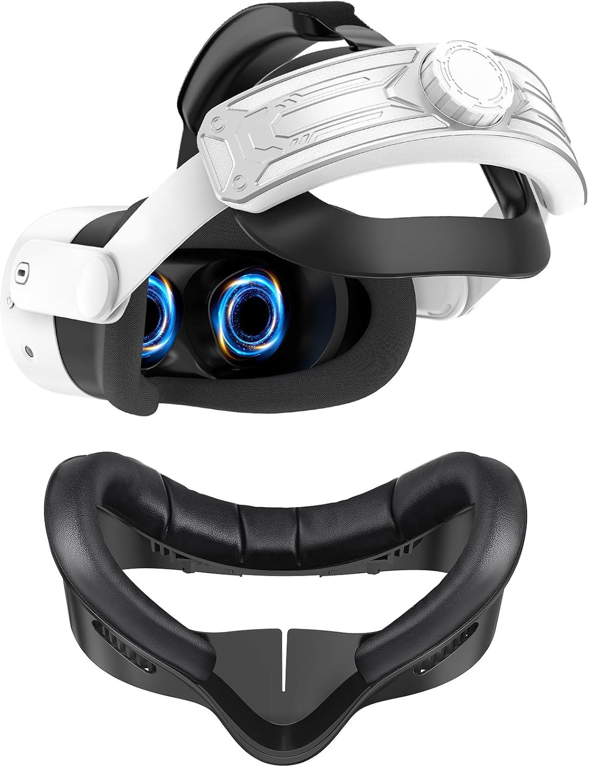 Facial Interface Compatible Accessories with Meta Quest 3S - Face Cover Pad for Oculus Quest 3S - Head Strap for Meta Quest 3S - VR Headset Accessories - Replacement for Elite Strap