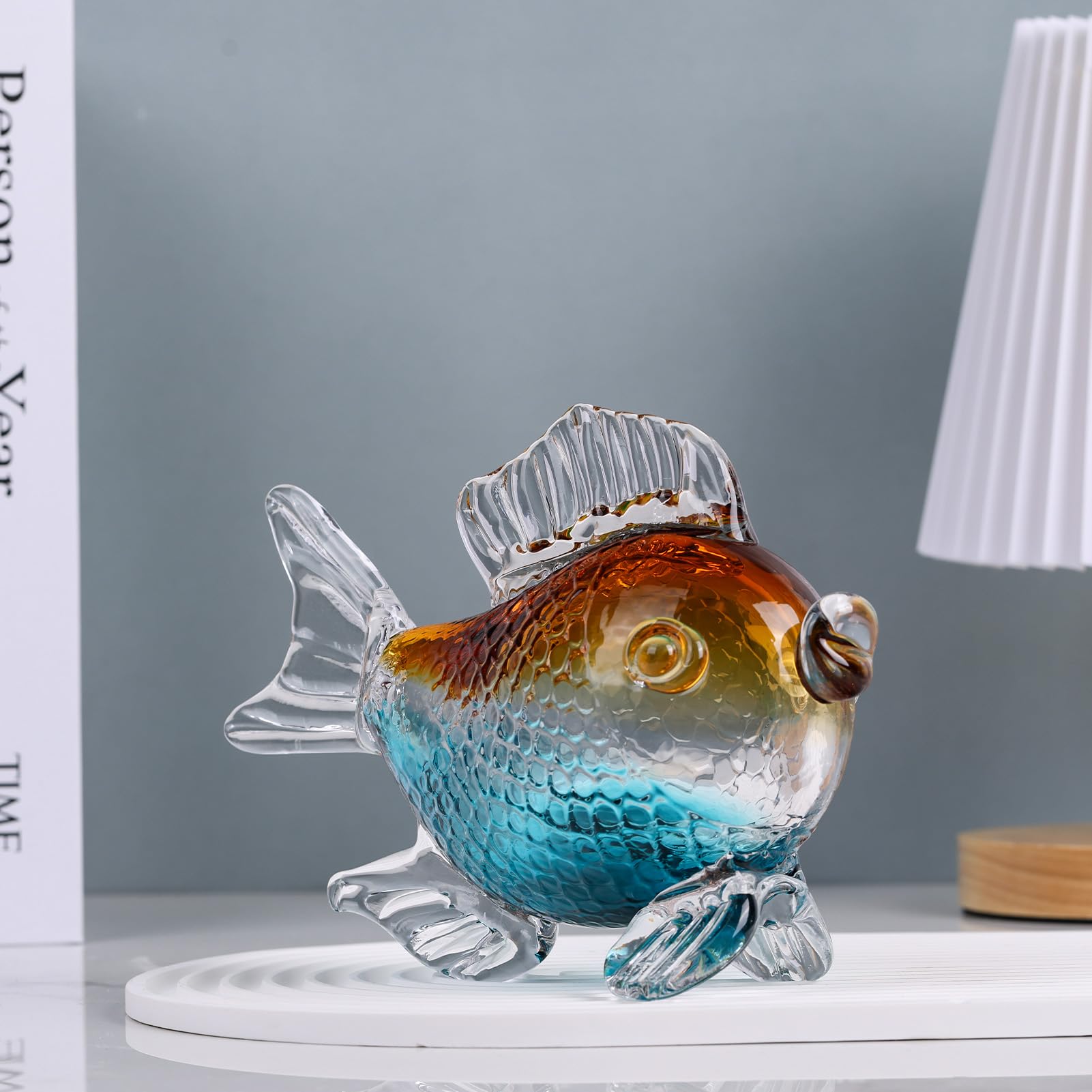 Amazon.co.jp: oliruim ガラスの魚の置物 ガラス動物アート彫刻 海洋