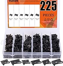 225 Pcs 6 Size SAE U-nut Clip Assortment Auto Car Speed Nuts Fastener with Store Box for Dash Door Panel Interior