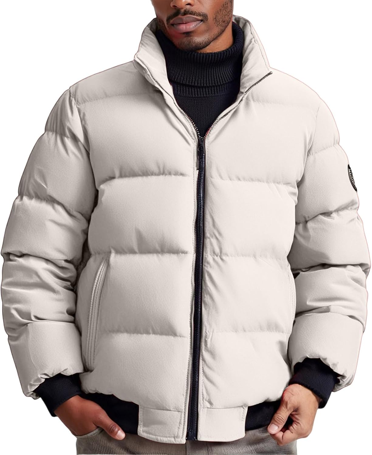 Mens Puffer Jacket, Winter Cotton Hooded Coat, Warm Casual Streetwear Couple Outerwear, M-3XL